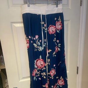Flower pj pants with elastic waist